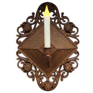 Vintage 1970s Rattan Look Syroco Wall Sconce 16 x 11.5 x 6" Boho, Bohemian Décor